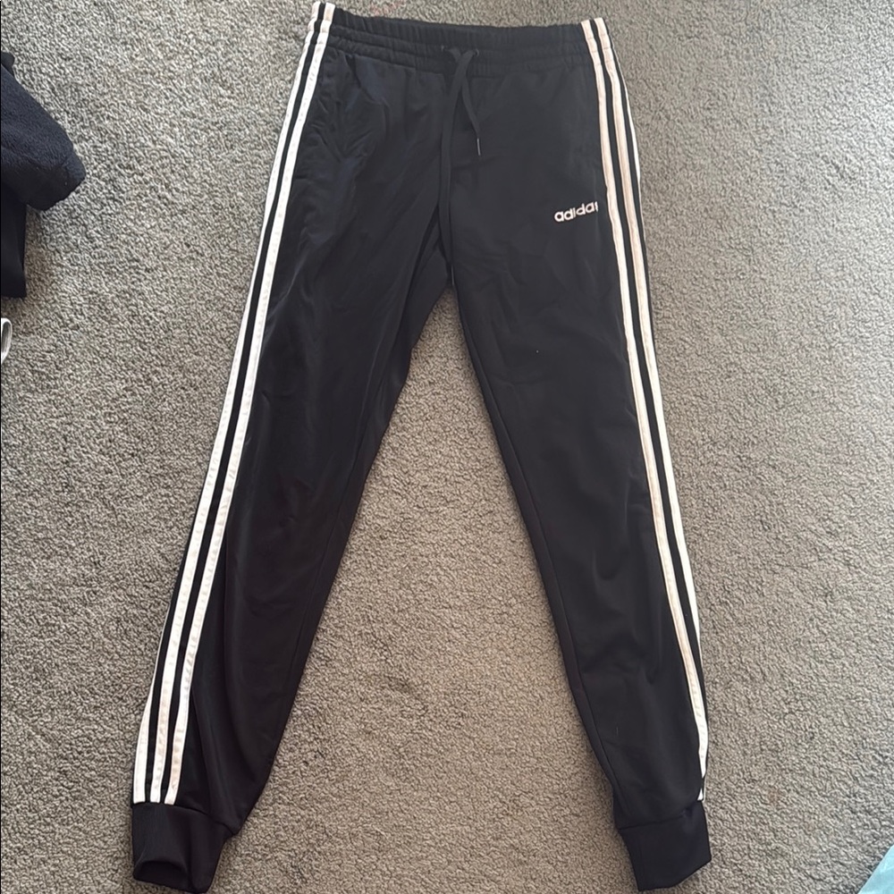 Adidas Black Sweatpants with Signature Stripes